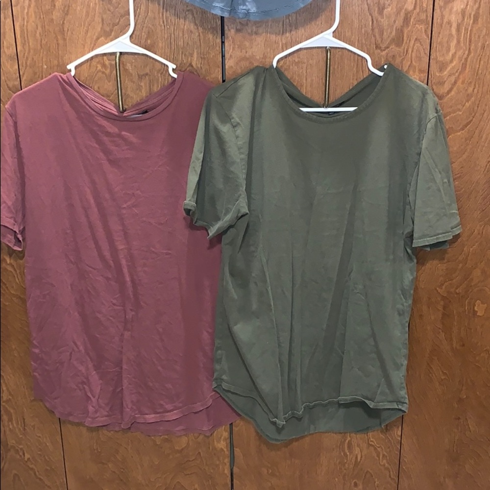 3 shirts, red green & blue